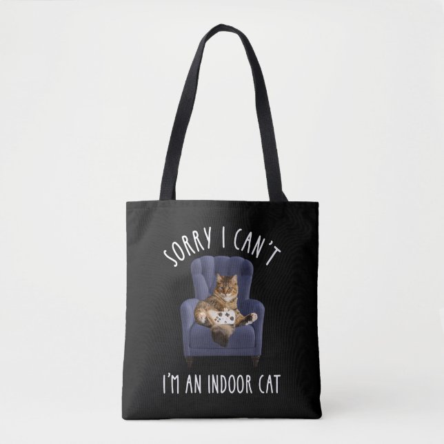 Bolsa Tote Desculpe, não posso. Sou um gato interior. (Frente)