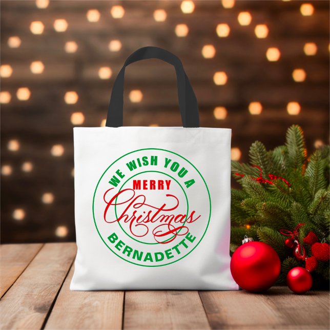 Bolsa Tote Desejamos-Lhe Um Feliz Nome Personalizado De Natal (Criador carregado)