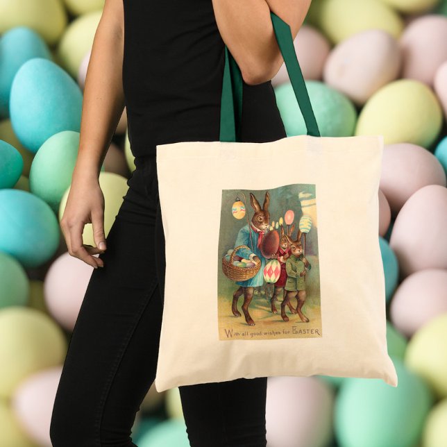 Bolsa Tote Desejos de Páscoa Vitorianos Antigos com Coelhinho (Criador carregado)