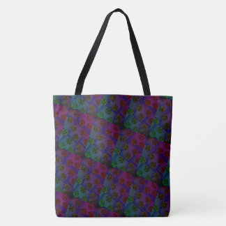 Bolsa Tote DESENHAR MODERN abstrato, azul-esverdeado, vermelh