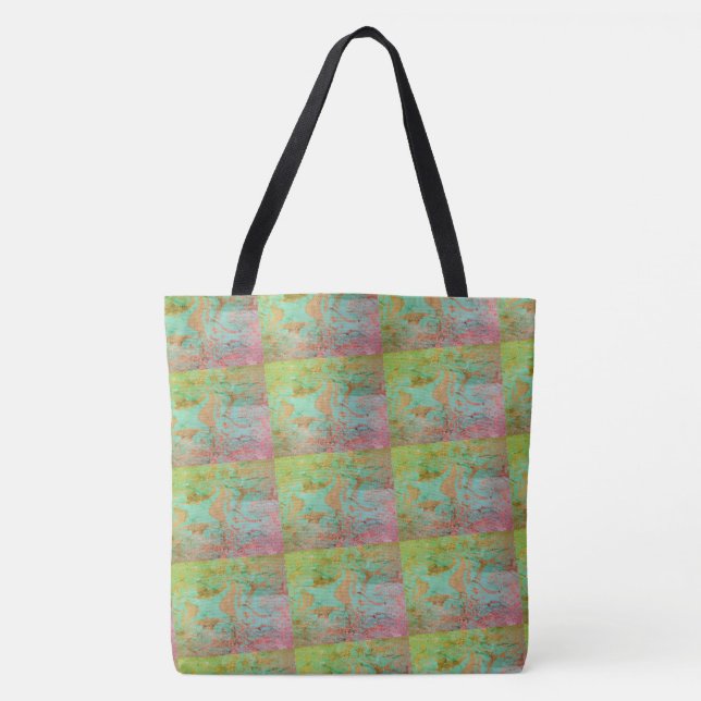 Bolsa Tote DESENHAR MODERN-abstrato cor-de-rosa-verde-claro (Frente)