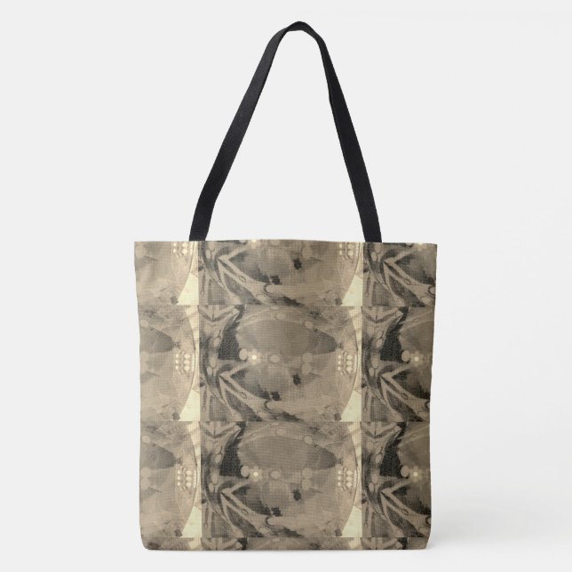 Bolsa Tote DESENHAR MODERN abstrato em preto-acastanhado-dour (Frente)