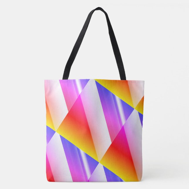 Bolsa Tote DESENHAR MODERN abstrato em rosa-amarelo-azul-verm (Frente)