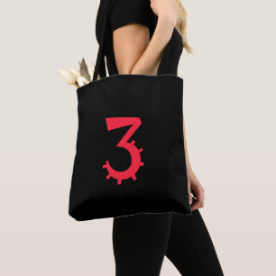 Bolsa Tote Desenho "3" Preto e Vermelho Marcante