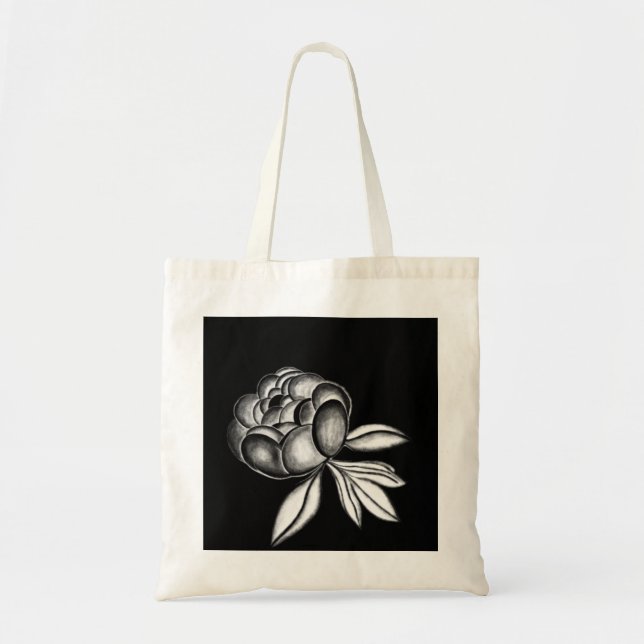 Bolsa Tote desenho a lápis de peônias (Frente)