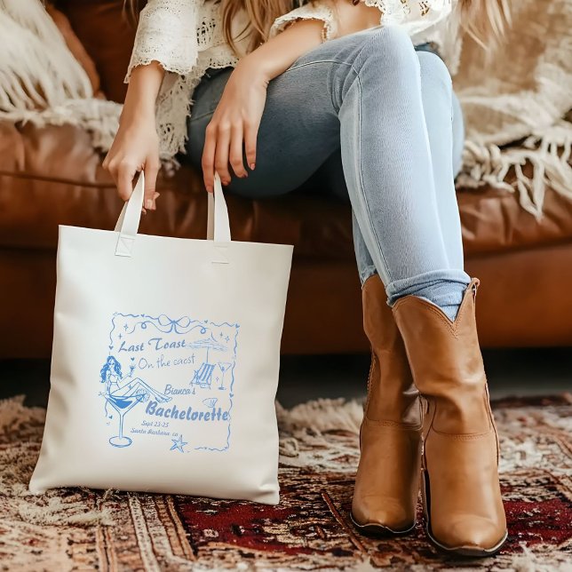 Bolsa Tote Desenho à Mão Último Brinde na Costa Despedida de  (Criador carregado)
