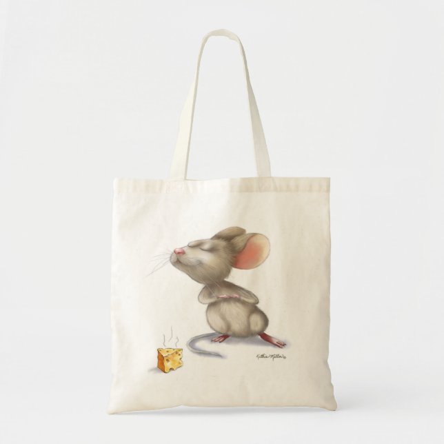 Bolsa Tote Desenho Adorável de Rato e Queijo	 (Frente)