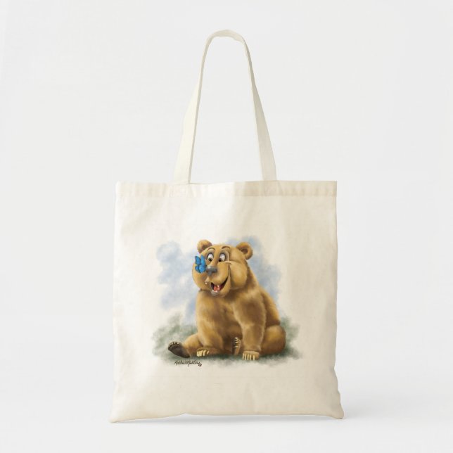 Bolsa Tote Desenho animado de borboleta e urso (Frente)