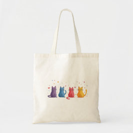 Bolsa Tote Desenho Animado de Gatos Coloridos