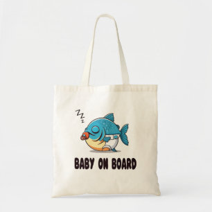 Bolsa Tote Desenho Animado de Peixe Bebê Dormindo Engraçado -