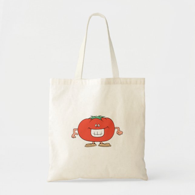 Bolsa Tote desenho animado de tomate bobo feliz (Frente)