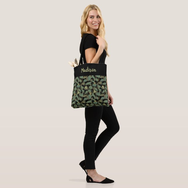 Bolsa Tote Desenho Botânico de Folha Elegante (No(a) Modelo)