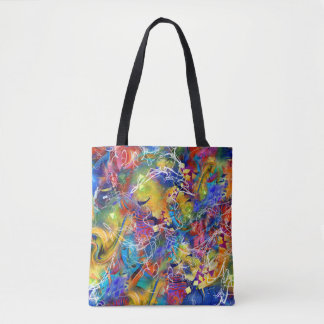 Bolsa Tote Desenho Colorido Abstrato de Salpicos de Tinta