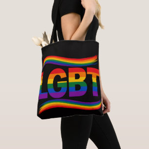 Bolsa Tote Desenho Colorido de Coração com Arco-íris do Orgul