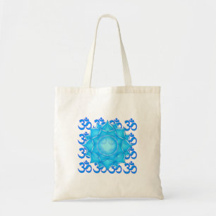 Bolsa Tote Desenho Da Flor Do Lotus De Vidro Azul Com Padrão