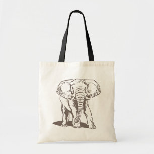 Bolsa Tote Desenho da linha elefante