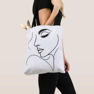 Bolsa Tote Desenho da Linha Face