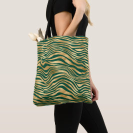 Bolsa Tote Desenho da Série Safari Esmeralda e Ouro 4