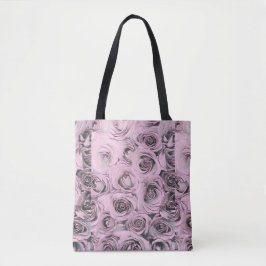 Bolsa Tote Desenho das rosas cor-de-rosa