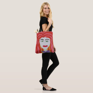 Bolsa Tote Desenho de abstrato: Rosto de uma Menina Vermelha