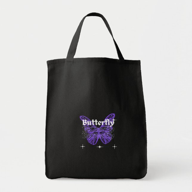 Bolsa Tote desenho de arte de borboleta fofa (Frente)