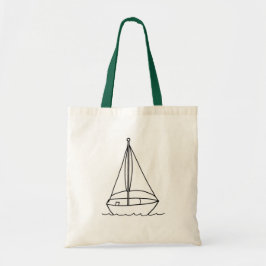Bolsa Tote Desenho de Arte de Contorno de um barco a vela, bo