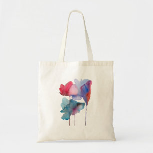 Bolsa Tote Desenho de arte floral moderna em aquarela
