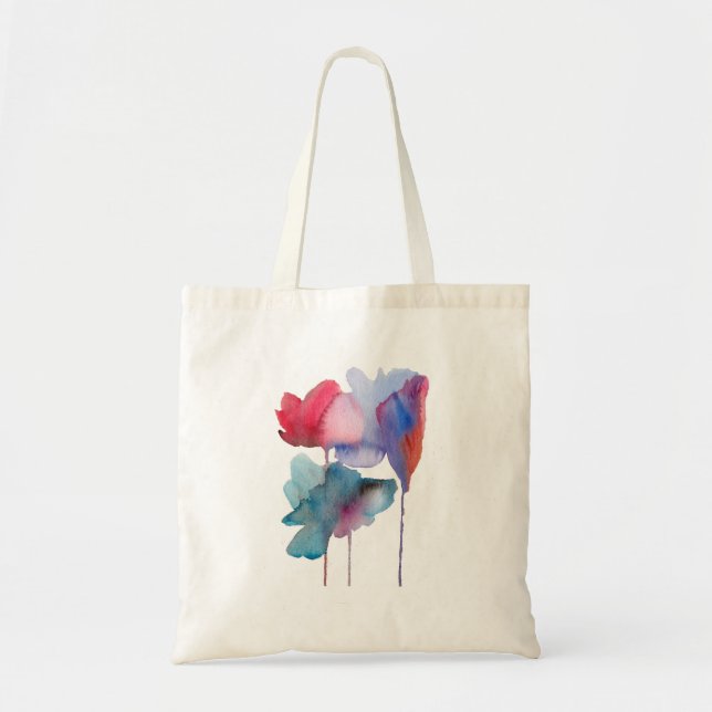 Bolsa Tote Desenho de arte floral moderna em aquarela (Frente)