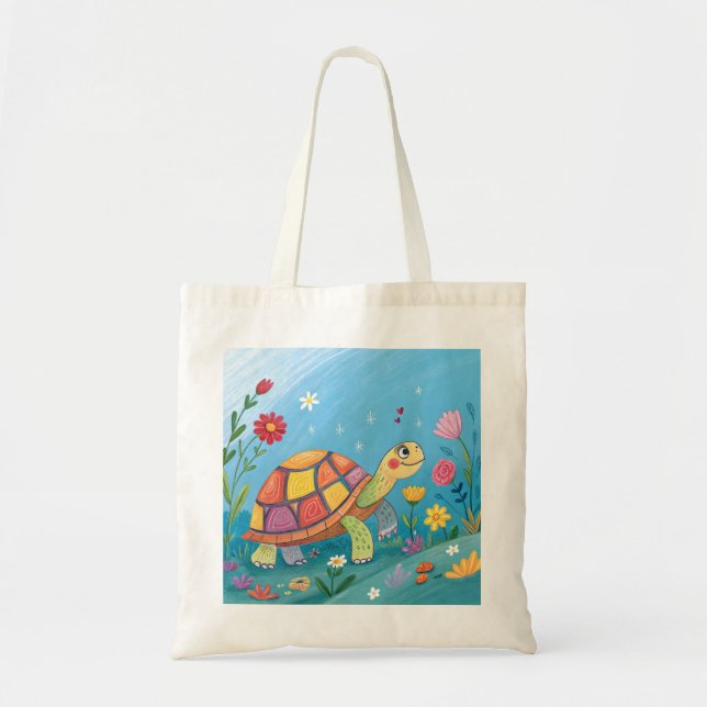 Bolsa Tote Desenho de Bebê Tartaruga (Frente)