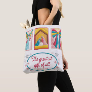 Bolsa Tote Desenho de Bordado de Máquina de Natal – Anjo