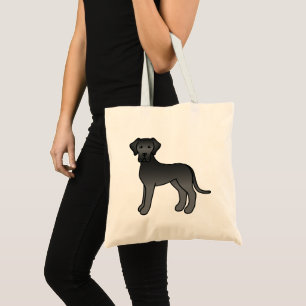 Bolsa Tote Desenho de Cachorro Grande Adorável Preto