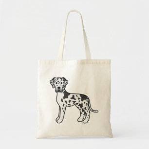 Bolsa Tote Desenho de Cartoon de Cão-Grande-Dane de Harlequin