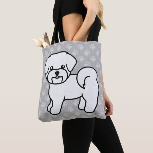 Bolsa Tote Desenho de Cartoon Maltês