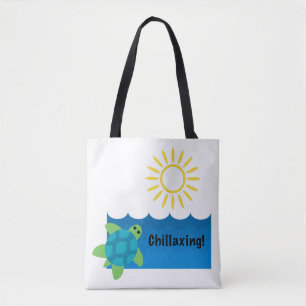 Bolsa Tote Desenho de Chillaxing de Tartaruga - Impressão per