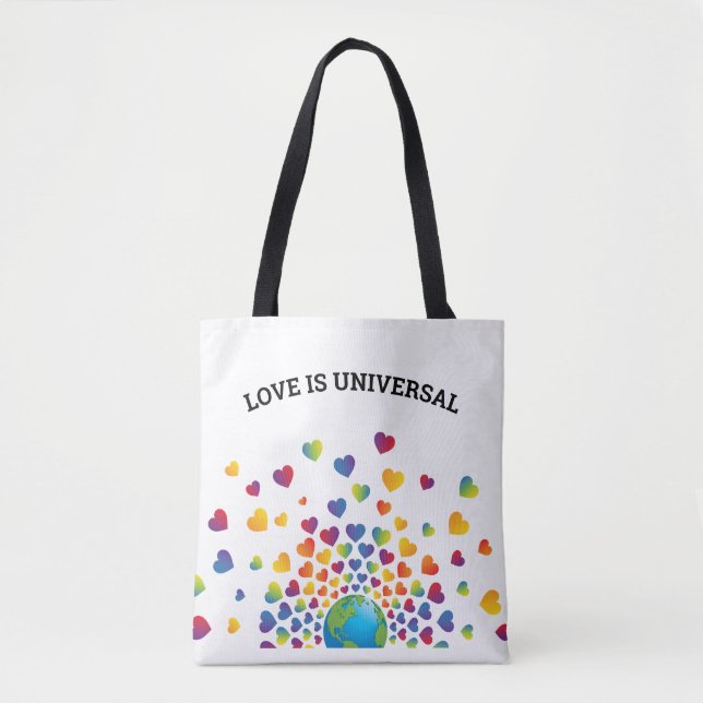 Bolsa Tote Desenho de Coração Elegante em Arco-íris (Frente)