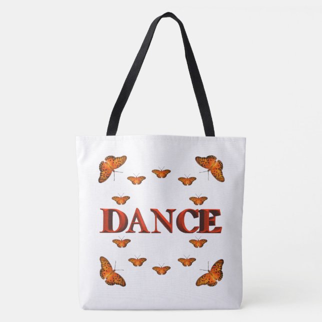Bolsa Tote Desenho de dança com borboletas (Frente)