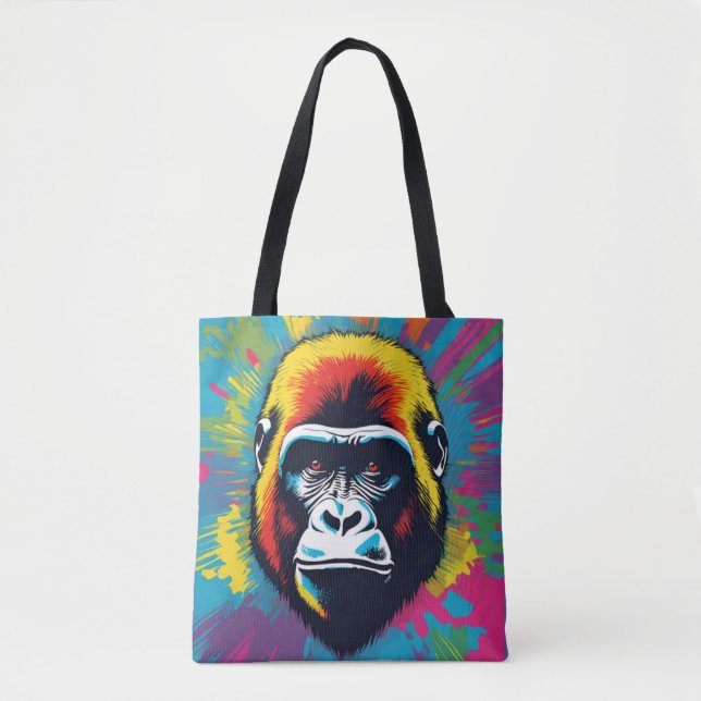 Bolsa Tote Desenho de desenhos animados de gorila Pop (Frente)