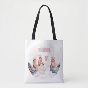 Bolsa Tote Desenho de Festa de Despedida de Solteira Galinh