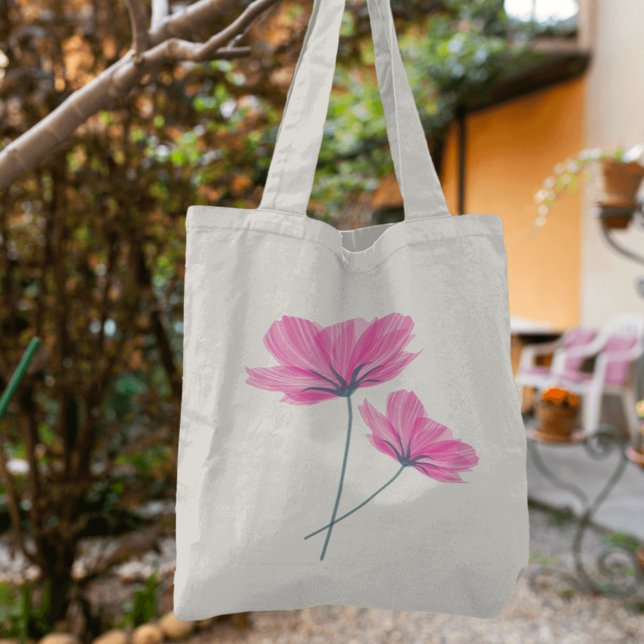 Bolsa Tote desenho de flor rosa bonito (Criador carregado)
