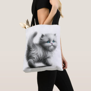 Bolsa Tote Desenho De Kitten Em Branco