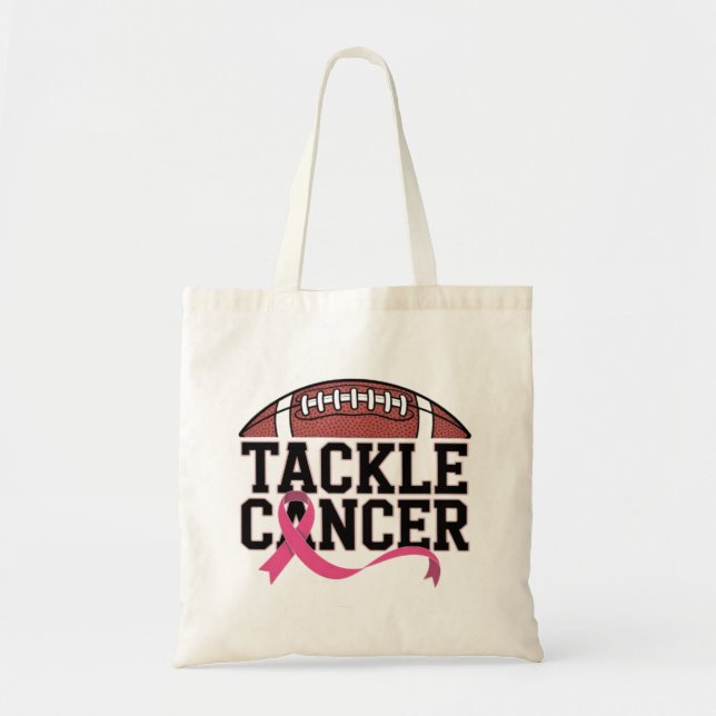 Bolsa Tote Desenho de Laço Rosa Contra o Cancro (Frente)