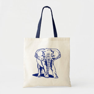 Bolsa Tote Desenho de Linha Azul-Elefante de Marinho Cinto