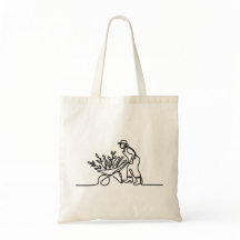 desenho de linha de um agricultor ou jardineiro