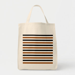 Bolsa Tote desenho de listras marrons pretas e brancas