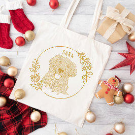Bolsa Tote Desenho de Mão Personalizado do Cachorro do Retrie