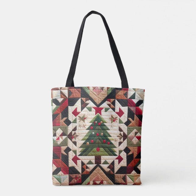 Bolsa Tote Desenho de Natal Colchido (Verso)