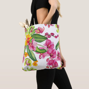 Bolsa Tote Desenho de Orquídeas em Aquarela 18