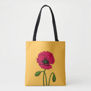 Bolsa Tote Desenho de papoila vermelha