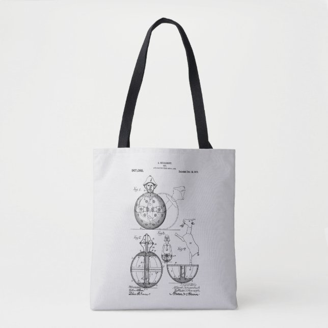Bolsa Tote Desenho de Patentes do Pôr de Roly Poly 1908 (Frente)