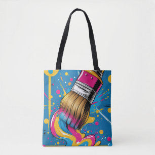 Bolsa Tote Desenho de pincel com traço de tinta colorida